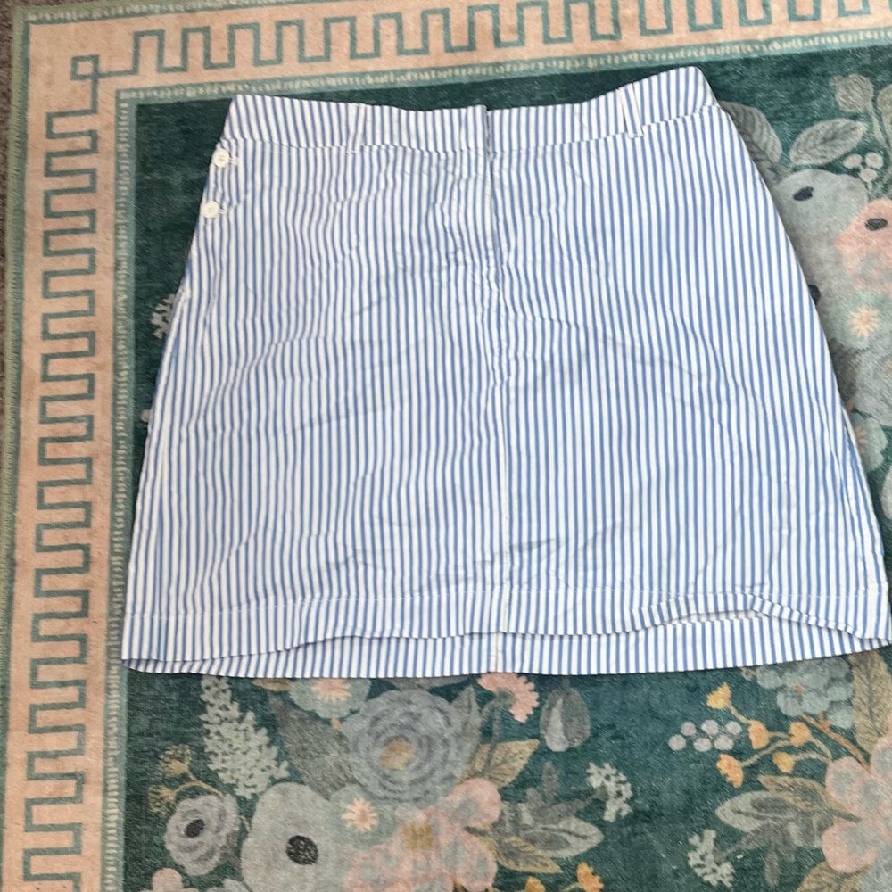 Talbots Striped Blue and White Mini Skirt Seersucker coastal 22w plus size